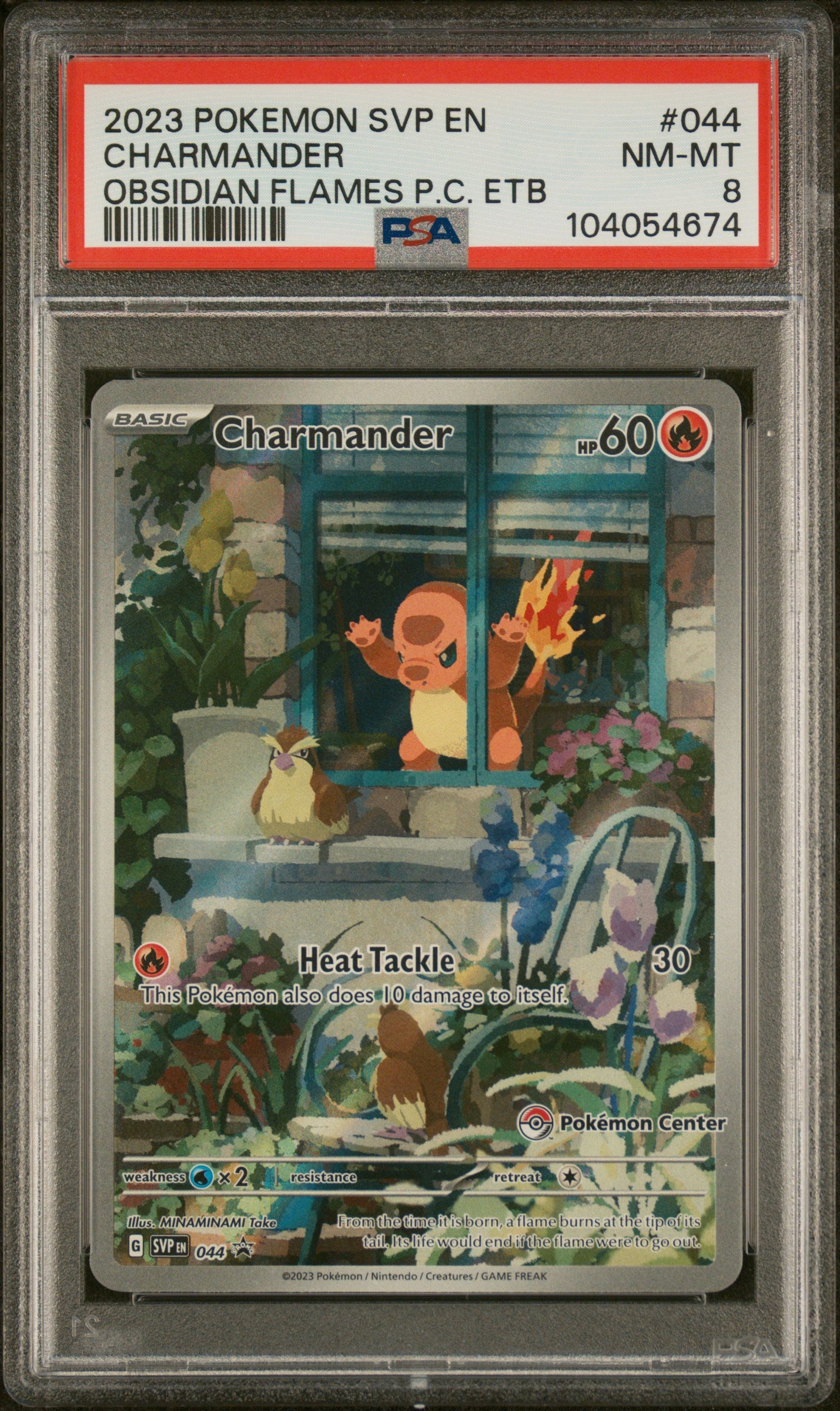 2023 Pokemon Black Star Promo #044 Charmander Obsidian Flames P.C. Etb PSA 8