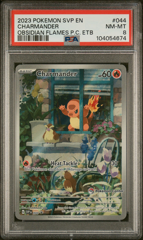 2023 Pokemon Black Star Promo #044 Charmander Obsidian Flames P.C. Etb PSA 8
