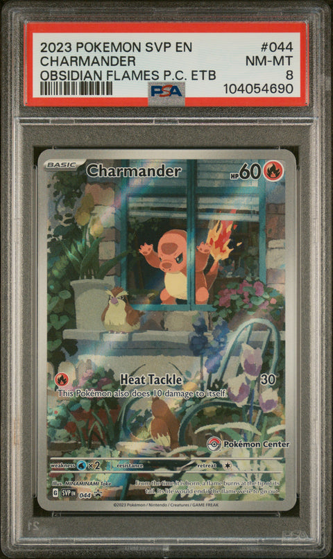 2023 Pokemon Black Star Promo #044 Charmander Obsidian Flames P.C. Etb PSA 8