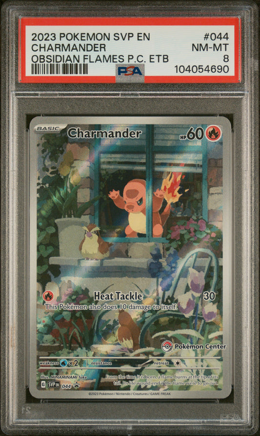 2023 Pokemon Black Star Promo #044 Charmander Obsidian Flames P.C. Etb PSA 8