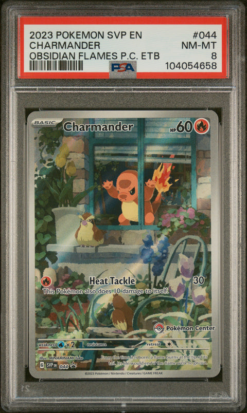 2023 Pokemon Black Star Promo #044 Charmander Obsidian Flames P.C. Etb PSA 8