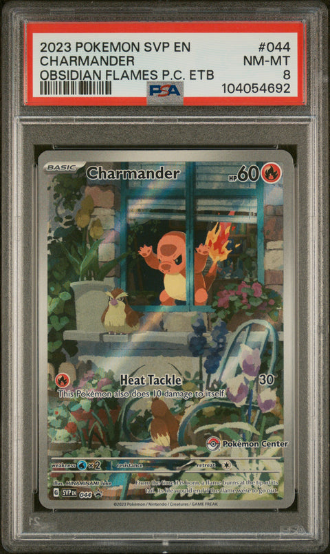 2023 Pokemon Black Star Promo #044 Charmander Obsidian Flames P.C. Etb PSA 8
