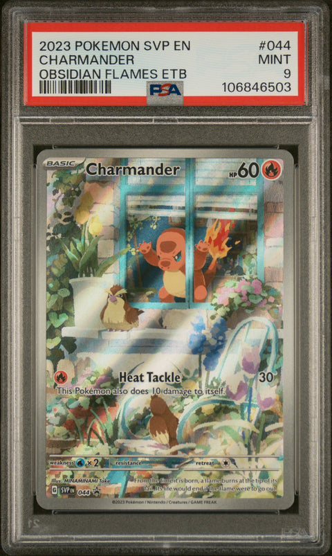 2023 Pokemon Black Star Promo #044 Charmander Obsidian Flames Etb PSA 9