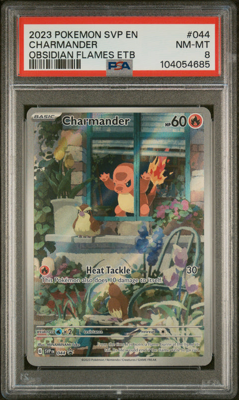2023 Pokemon Black Star Promo #044 Charmander Obsidian Flames Etb PSA 8