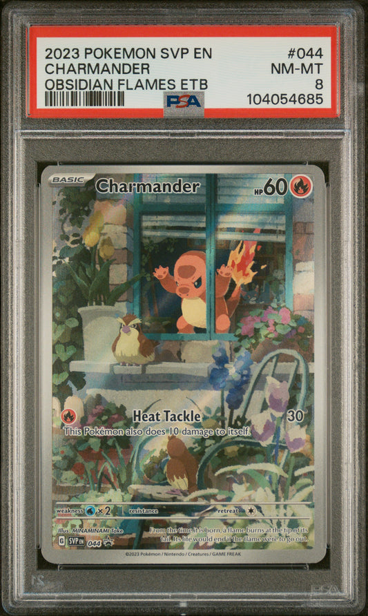 2023 Pokemon Black Star Promo #044 Charmander Obsidian Flames Etb PSA 8