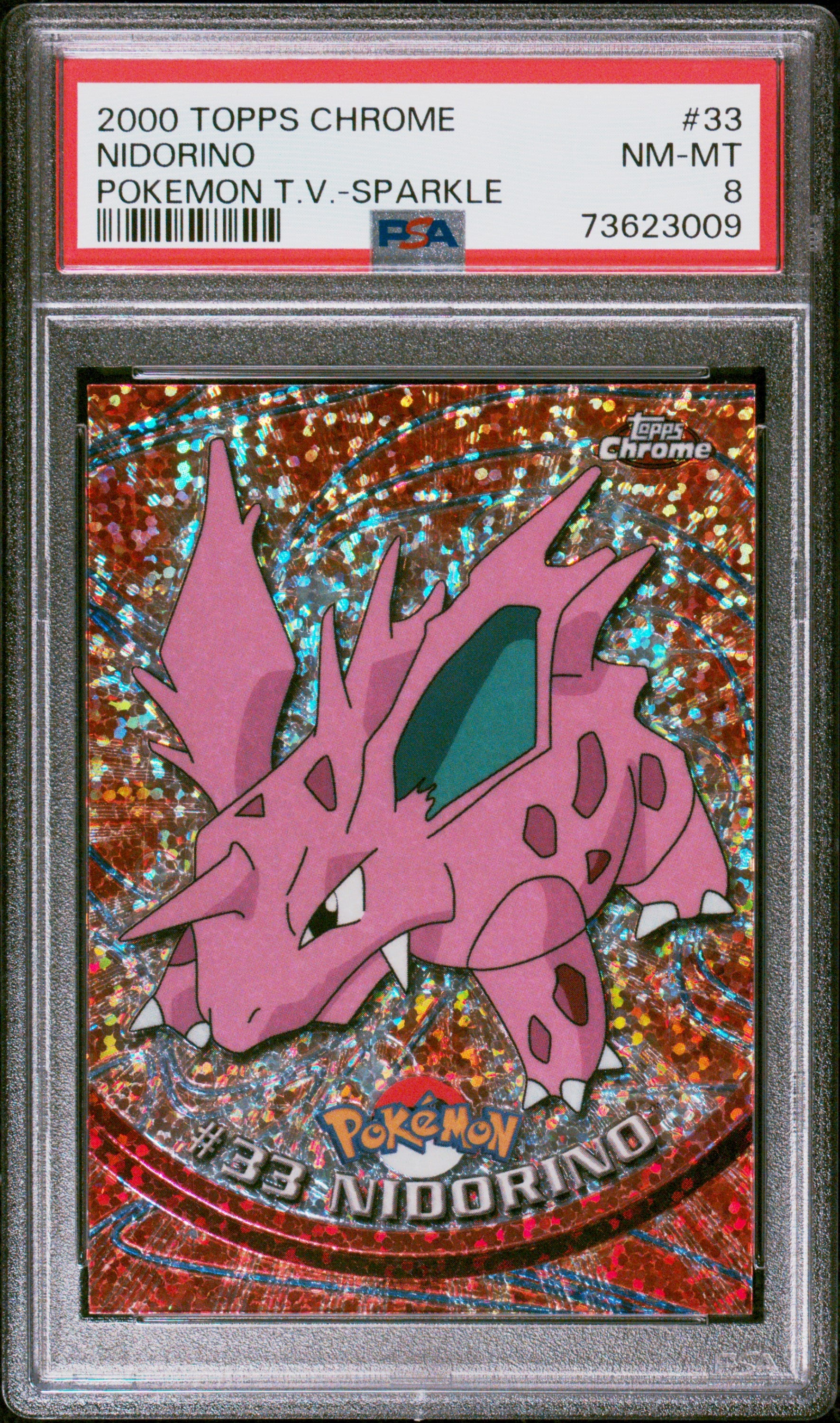 2000 Topps Chrome Pokemon T.V. Nidorino #33 PSA 8