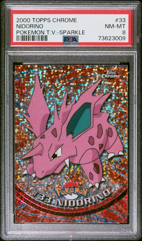 2000 Topps Chrome Pokemon T.V. Nidorino #33 PSA 8