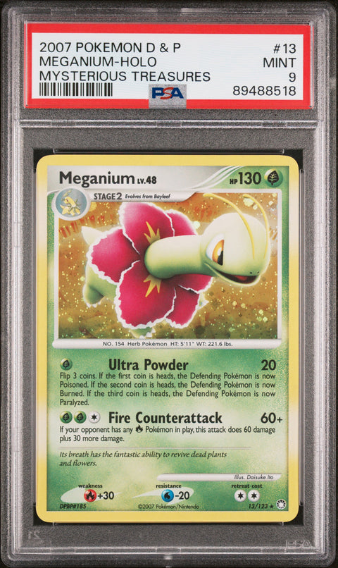 2007 Pokemon Diamond & Pearl Mysterious Treasures Meganium-Holo #13 PSA 9