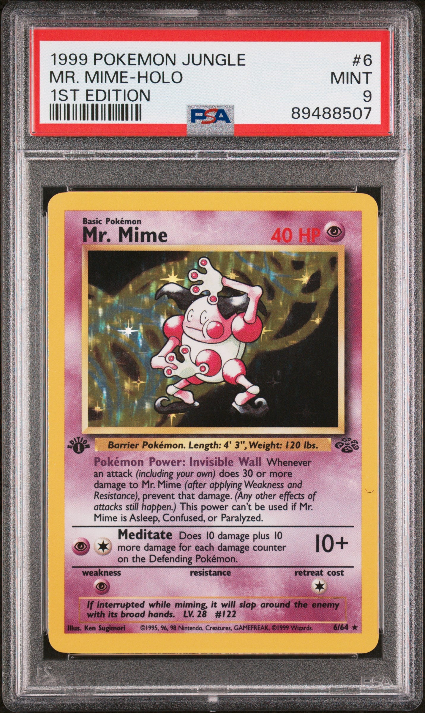 1999 Pokemon Jungle Mr. Mime-Holo #6 PSA 9
