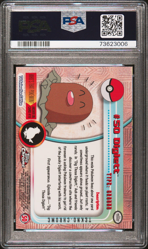 2000 Topps Chrome Pokemon T.V. Diglett #50 PSA 9