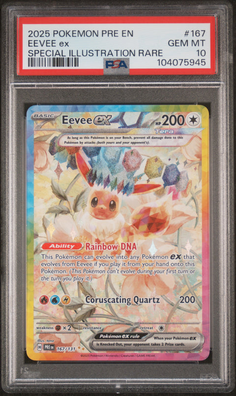 2025 Pokemon Pre En-Prismatic Evolutions Eevee Ex #167 PSA 10
