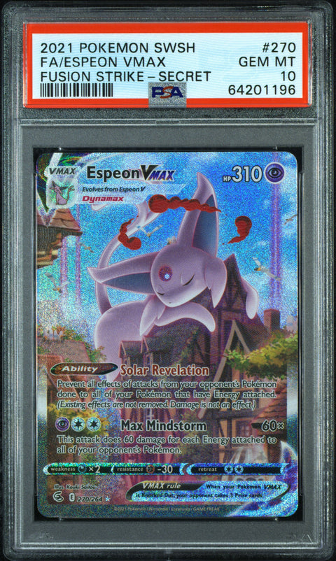 2021 Pokemon Sword & Shield Fusion Strike Fa/Espeon Vmax #270 PSA 10
