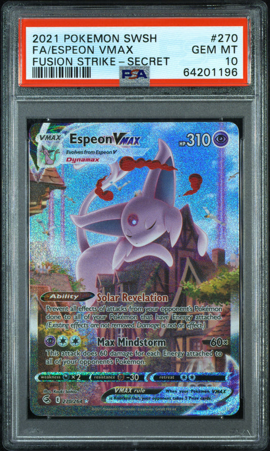 2021 Pokemon Sword & Shield Fusion Strike Fa/Espeon Vmax #270 PSA 10