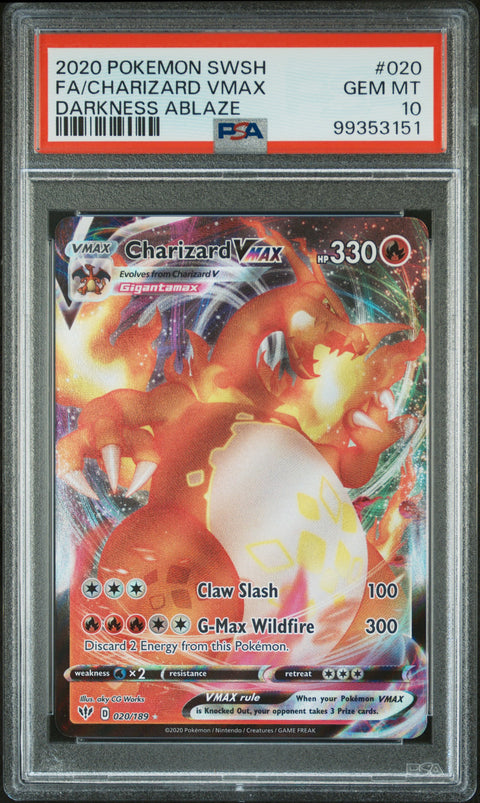 2020 Pokemon Sword & Shield Darkness Ablaze Fa/Charizard Vmax #020 PSA 10