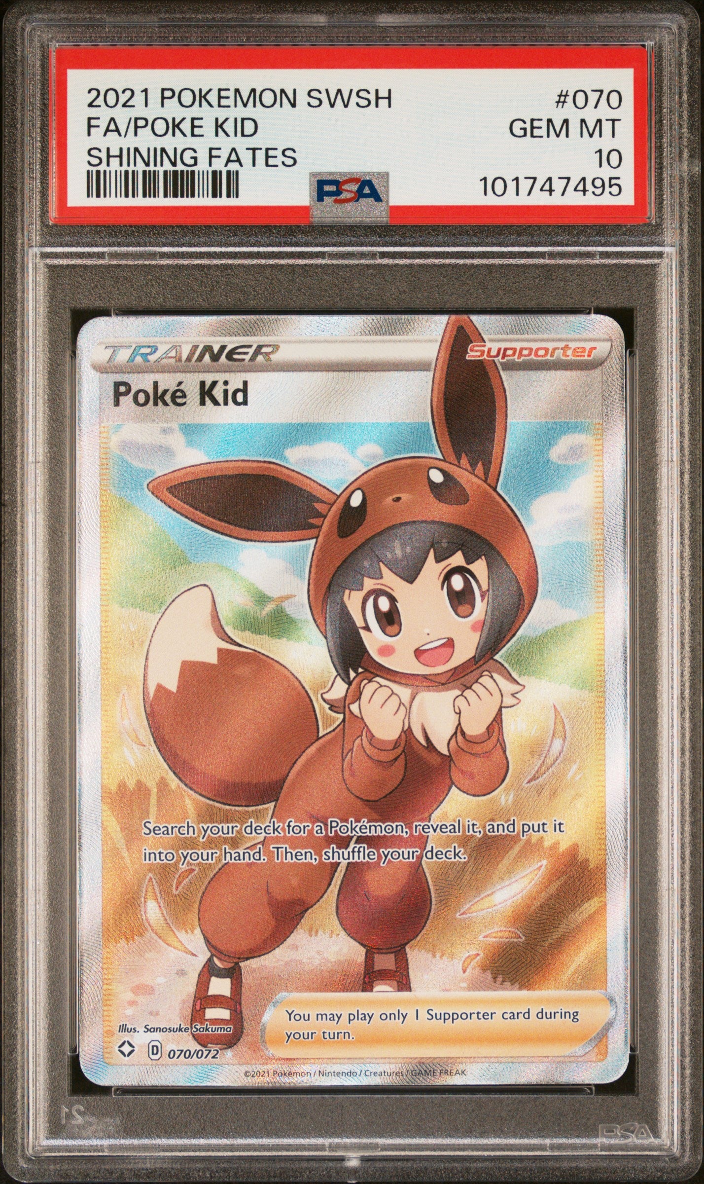 2021 Pokemon Sword & Shield Shining Fates Fa/Poke Kid #070 PSA 10