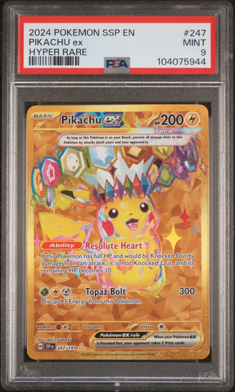 2024 Pokemon Ssp En-Surging Sparks Pikachu Ex #247 PSA 9