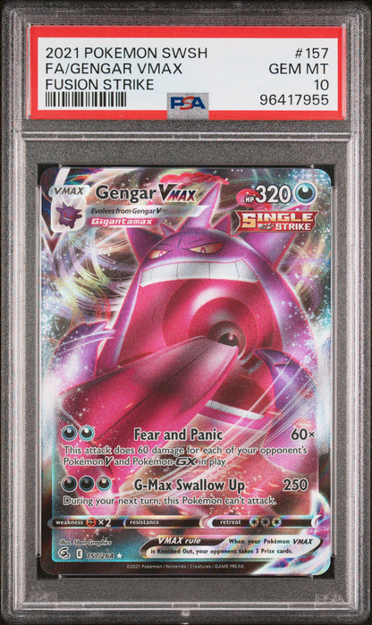 2021 Pokemon Sword & Shield Fusion Strike #157 Fa/Gengar Vmax PSA 10