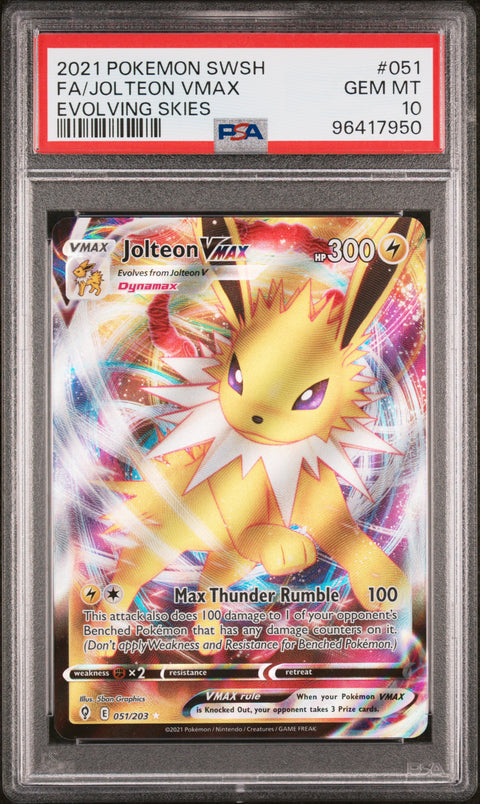 2021 Pokemon Sword & Shield Evolving Skies #051 Fa/Jolteon Vmax PSA 10