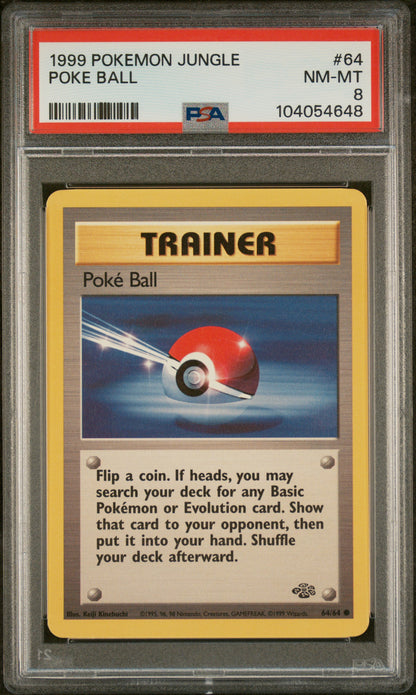1999 Pokemon Jungle #64 Poke Ball PSA 8