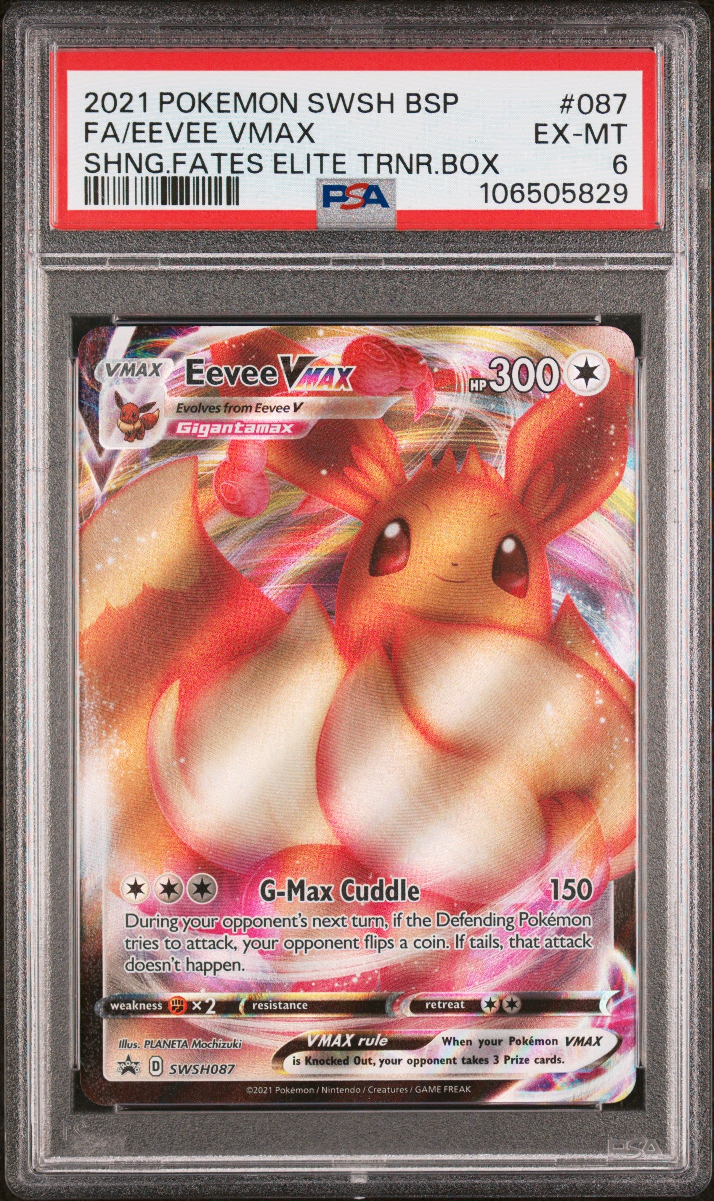 2021 Pokemon Swsh Black Star Promo #087 Fa/Eevee Vmax PSA 6