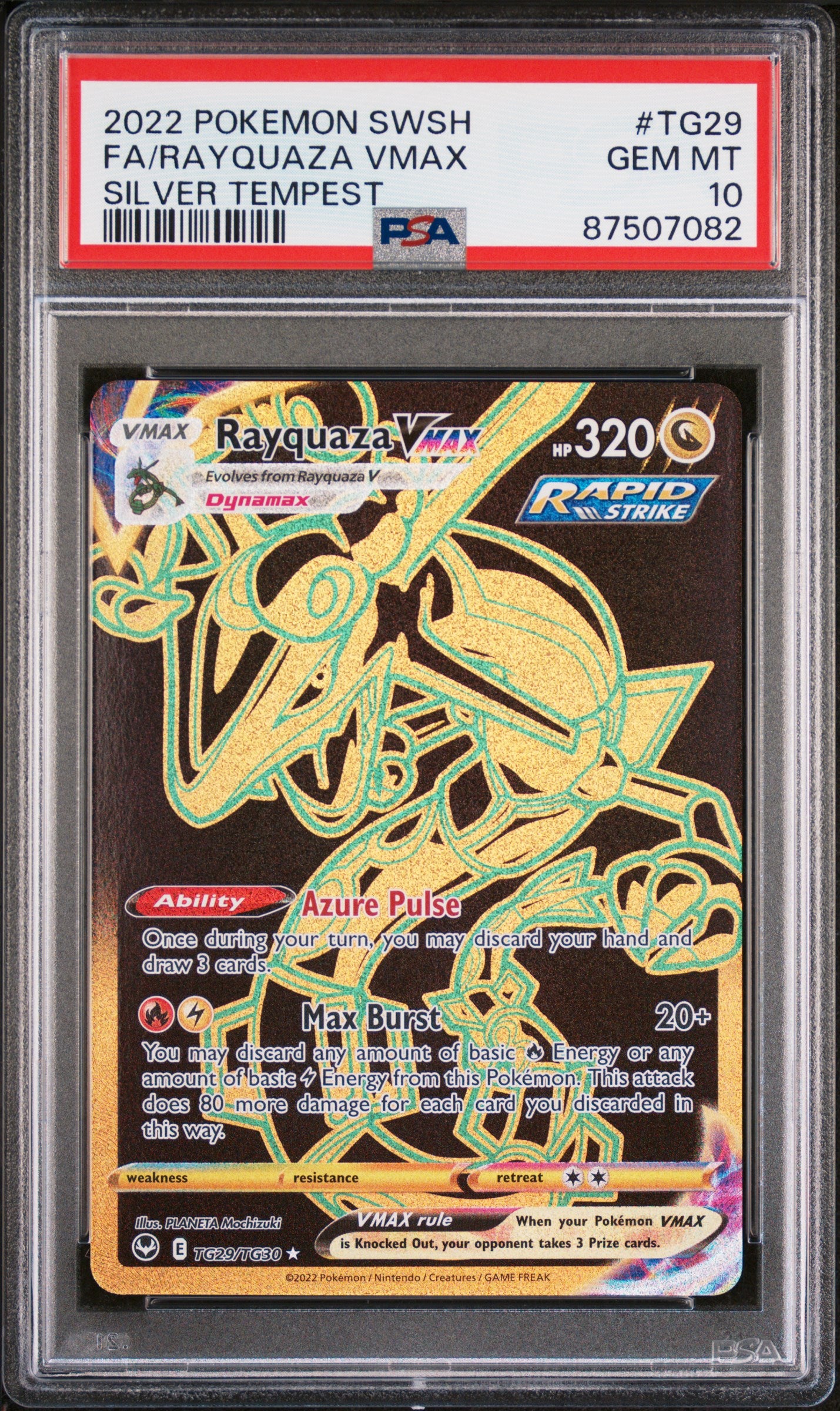 2022 Pokemon Sword & Shield Silver Tempest #TG29 Fa/Rayquaza Vmax PSA 10