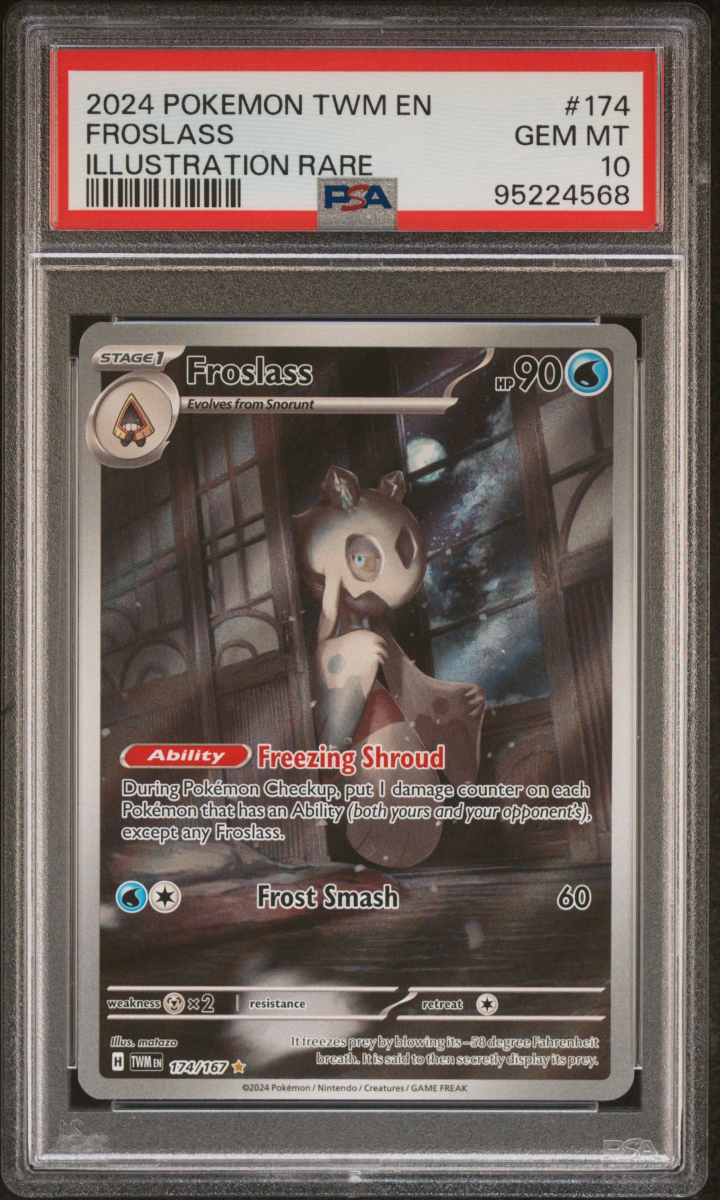 2024 Pokemon Twm En-Twilight Masquerade #174 Froslass Illustration Rare PSA 10