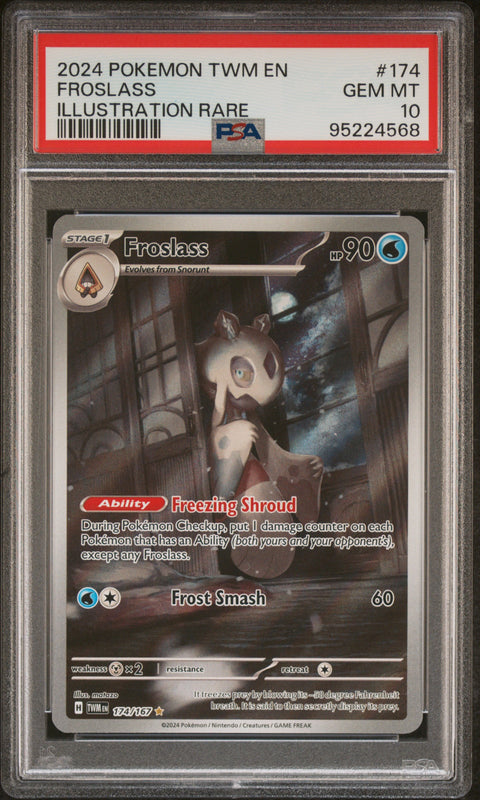 2024 Pokemon Twm En-Twilight Masquerade #174 Froslass Illustration Rare PSA 10