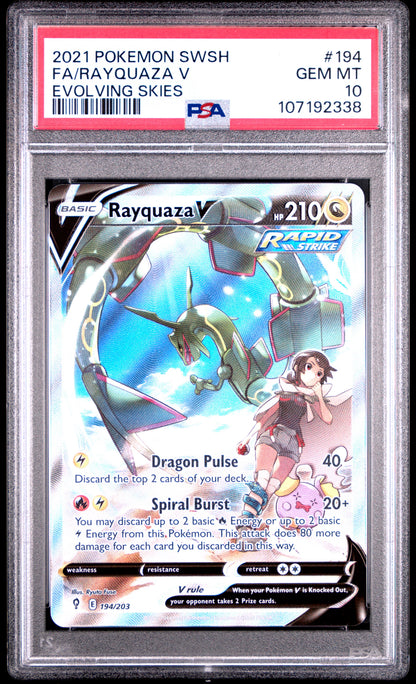 2021 Pokemon Sword & Shield Evolving Skies #194 Fa/Rayquaza V PSA 10