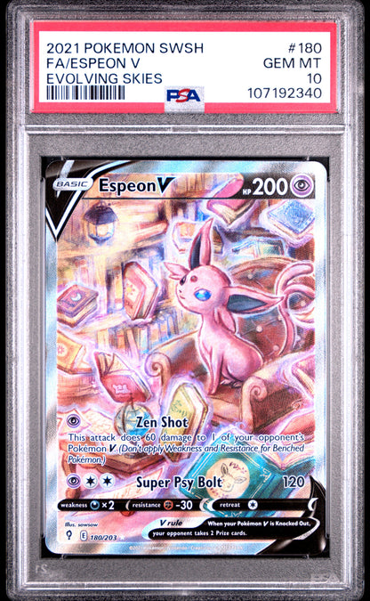 2021 Pokemon Sword & Shield Evolving Skies #180 Fa/Espeon V PSA 10