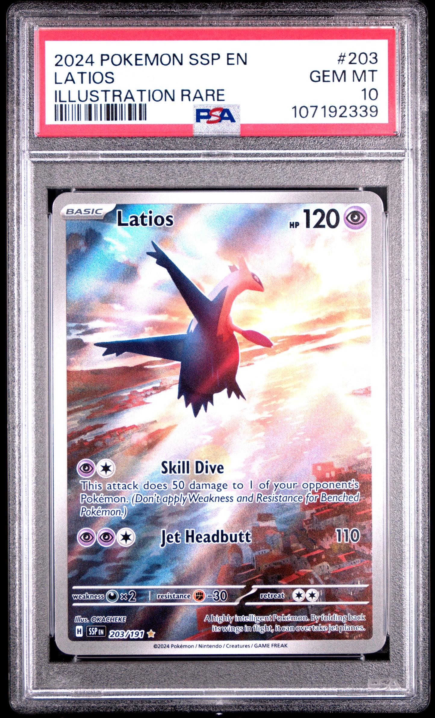 2024 Pokemon Ssp En-Surging Sparks #203 Latios Illustration Rare PSA 10