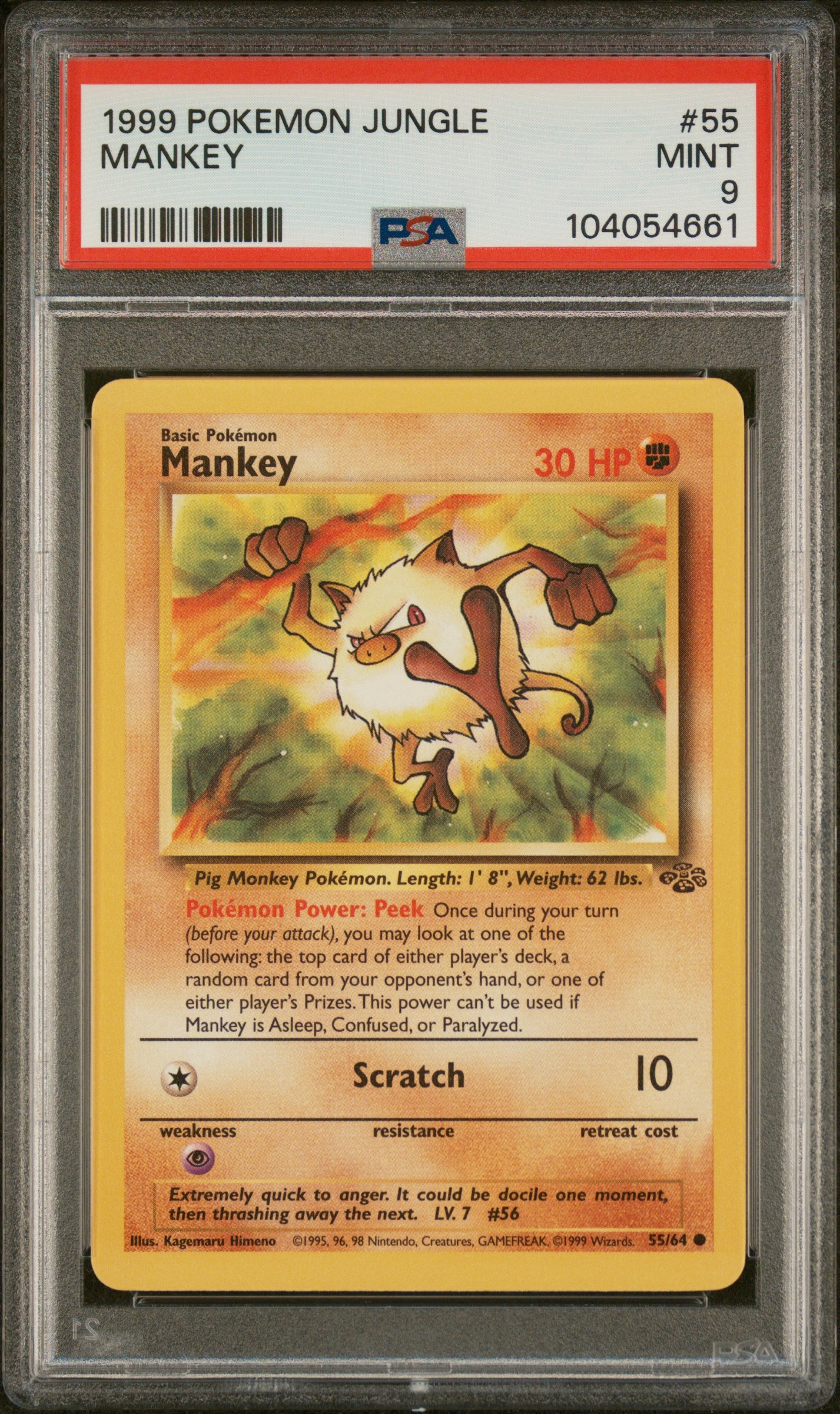 1999 Pokemon Jungle #55 Mankey PSA 9