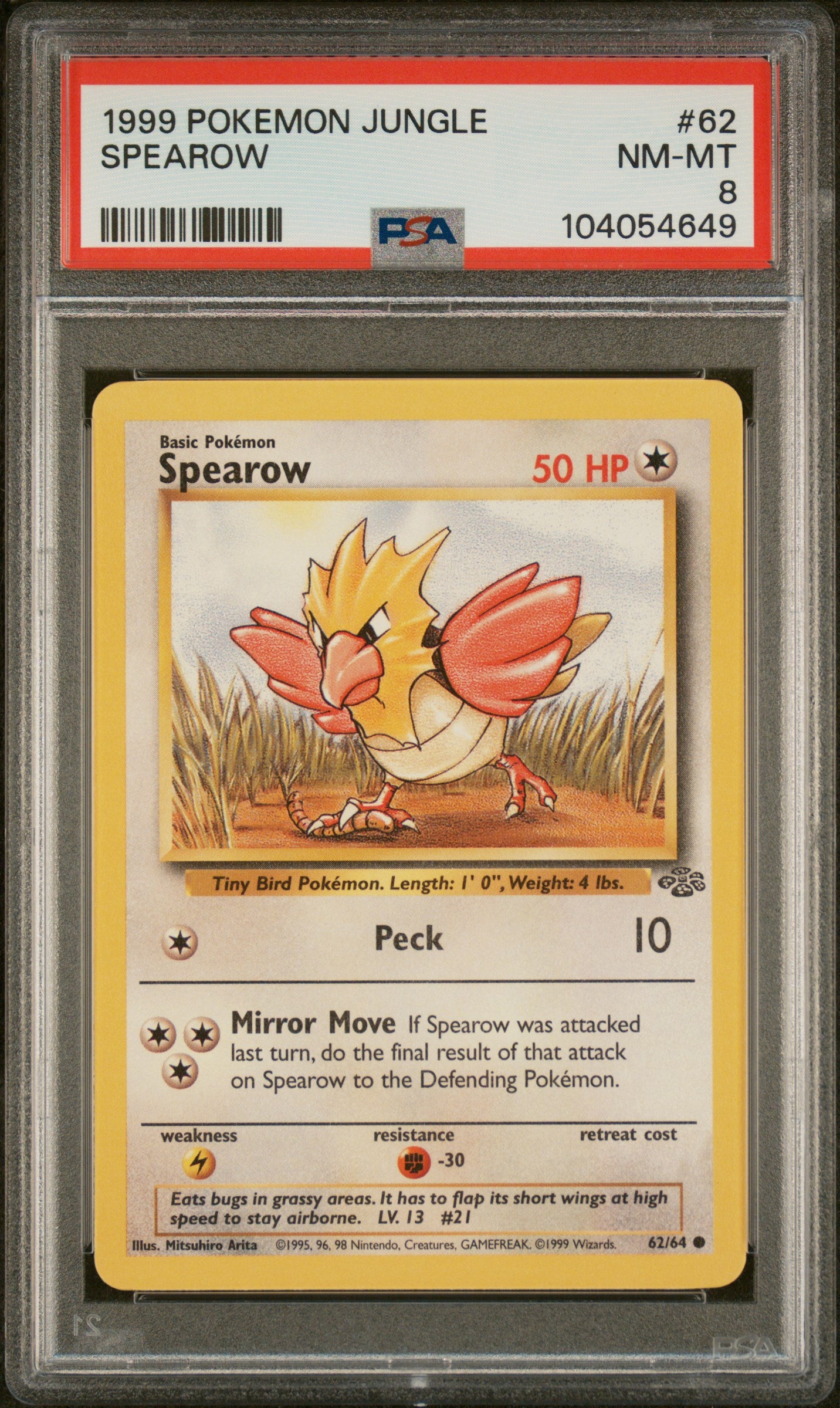 1999 Pokemon Jungle #62 Spearow PSA 8