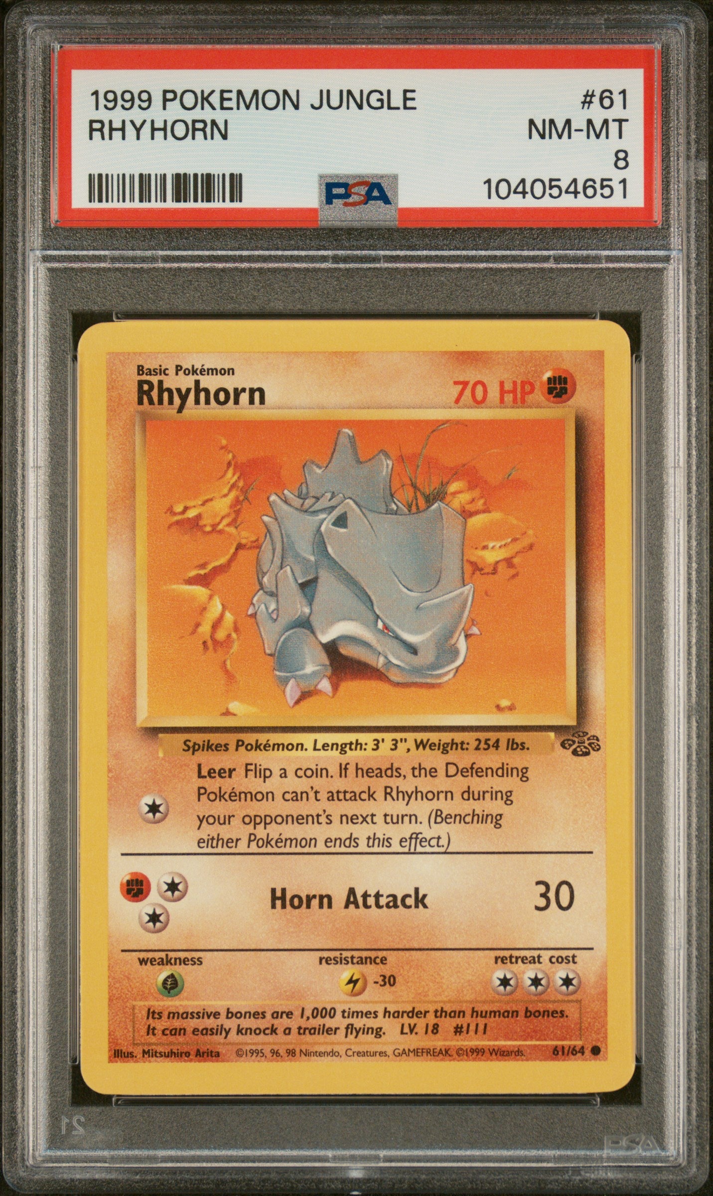 1999 Pokemon Jungle #61 Rhyhorn PSA 8