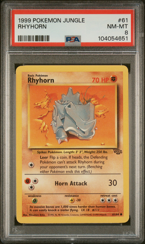 1999 Pokemon Jungle #61 Rhyhorn PSA 8