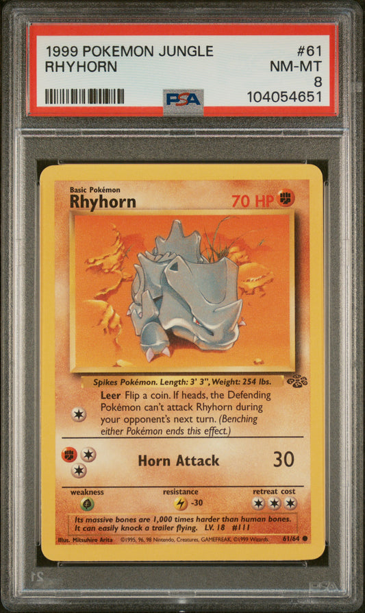 1999 Pokemon Jungle #61 Rhyhorn PSA 8