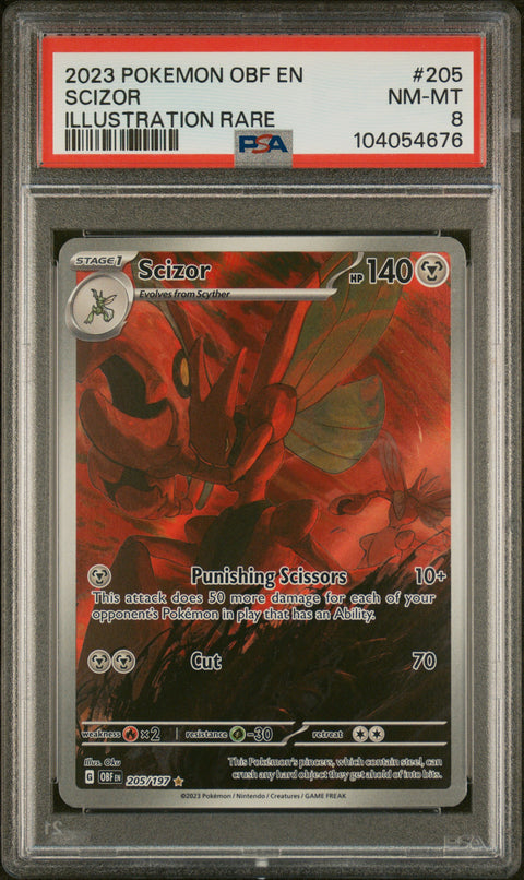 2023 Pokemon Obf En-Obsidian Flames #205 Scizor Illustration Rare PSA 8