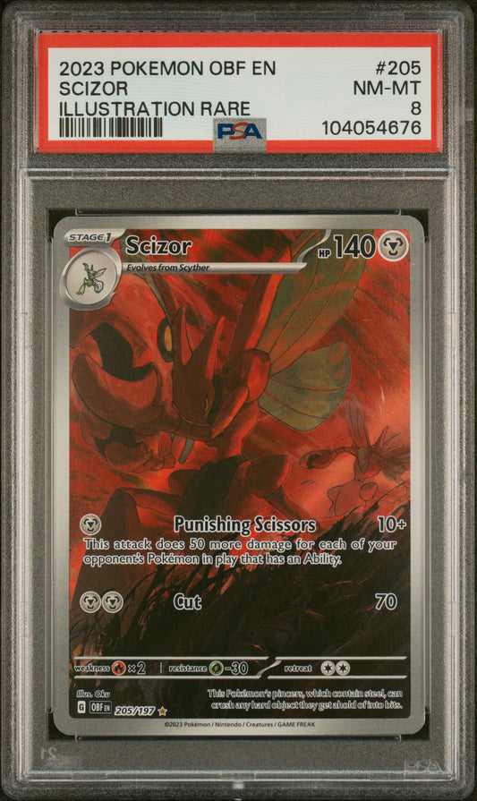2023 Pokemon Obf En-Obsidian Flames #205 Scizor Illustration Rare PSA 8