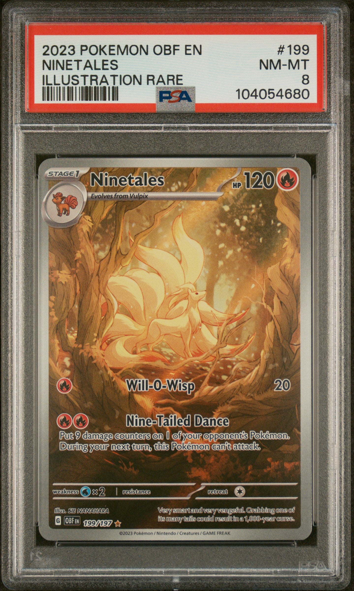 2023 Pokemon Obf En-Obsidian Flames #199 Ninetales Illustration Rare PSA 8