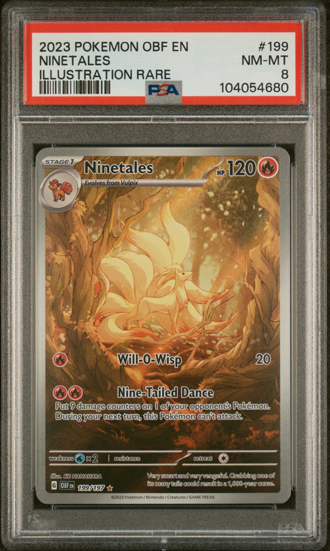 2023 Pokemon Obf En-Obsidian Flames #199 Ninetales Illustration Rare PSA 8