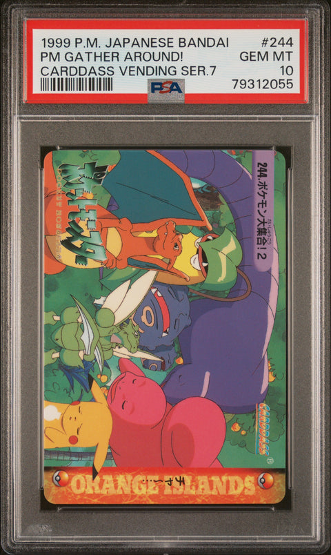 1999 Pokemon JP Carddass Vending Series 7 #244 Pm Gather Around! PSA 10