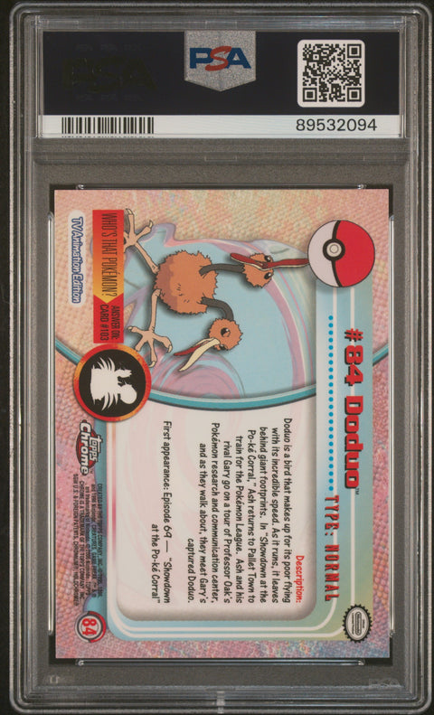 2000 Topps Chrome Pokemon T.V. #84 Doduo Pokemon T.V. PSA 10