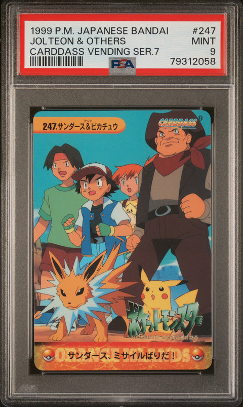 1999 Pokemon JP Bandai Carddass Vending Series 7 #247 Jolteon & Others PSA 9