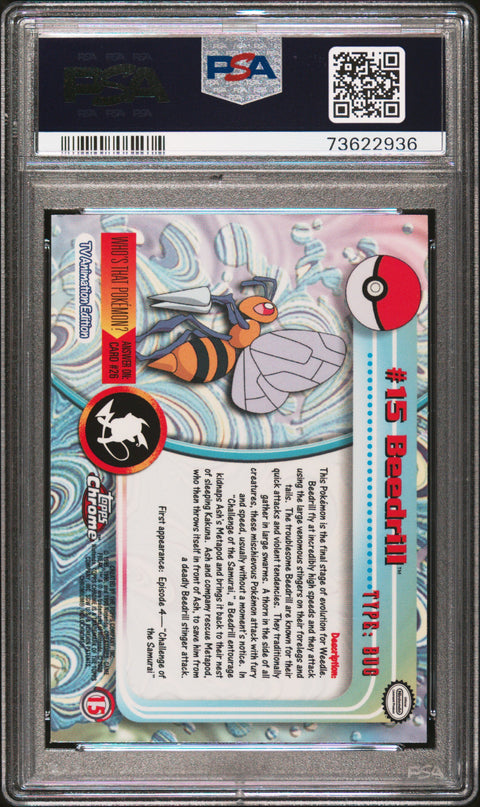 2000 Topps Chrome Pokemon T.V. #15 Beedrill Pokemon T.V. PSA 10