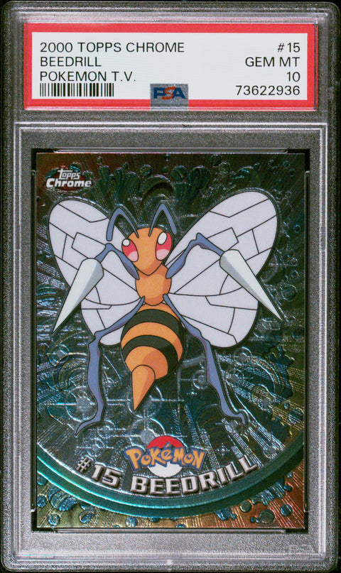 2000 Topps Chrome Pokemon T.V. #15 Beedrill Pokemon T.V. PSA 10