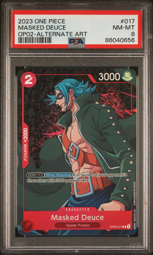 2023 One Piece Op02-Paramount War #017 Masked Deuce Alternate Art PSA 8