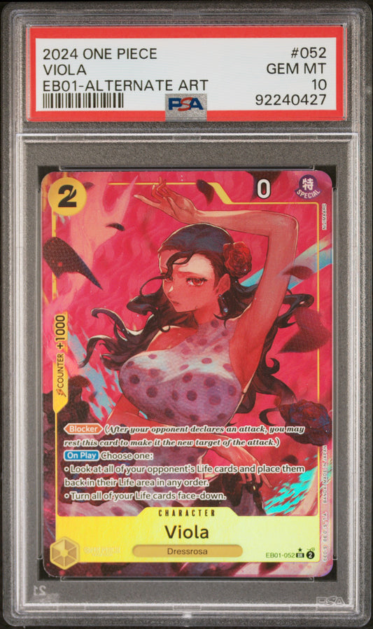 2024 One Piece Eb01-Extra Booster #052 Viola Alternate Art PSA 10