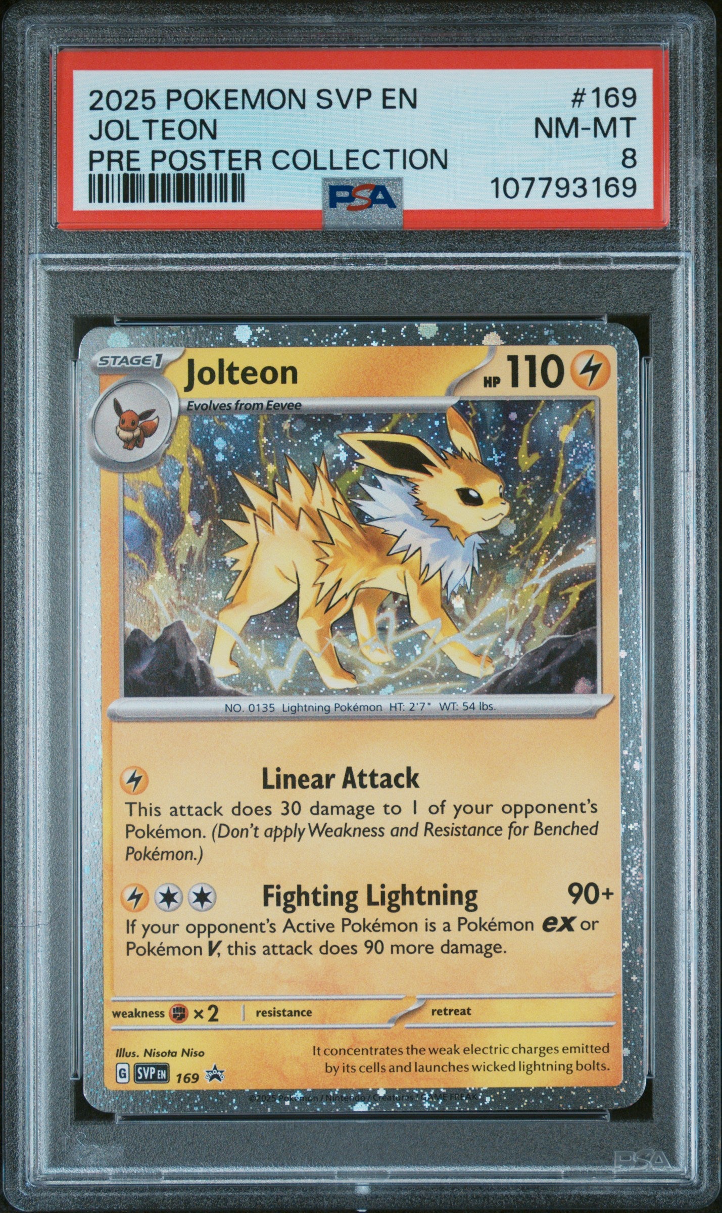 2025 Pokemon Svp En-Sv Black Star Promo #169 Jolteon Pre Poster Collection PSA 8