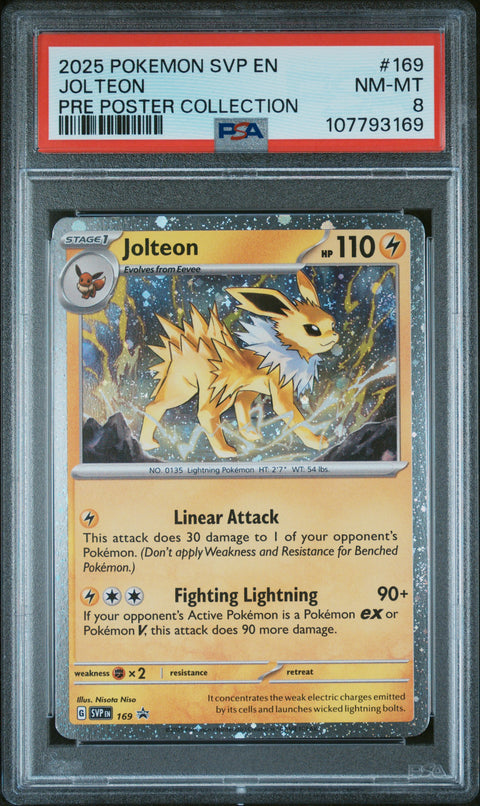 2025 Pokemon Svp En-Sv Black Star Promo #169 Jolteon Pre Poster Collection PSA 8