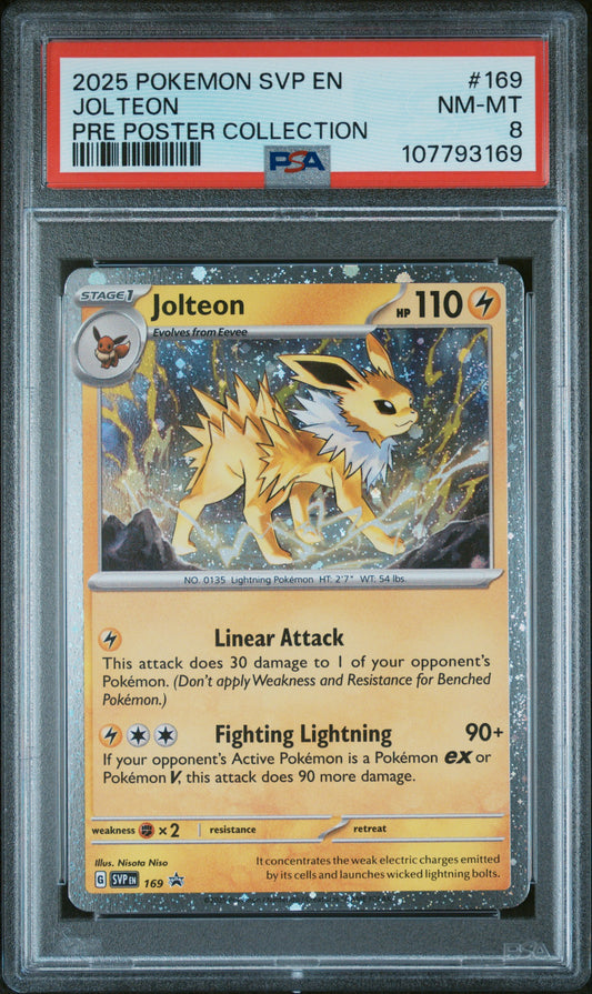 2025 Pokemon Svp En-Sv Black Star Promo #169 Jolteon Pre Poster Collection PSA 8