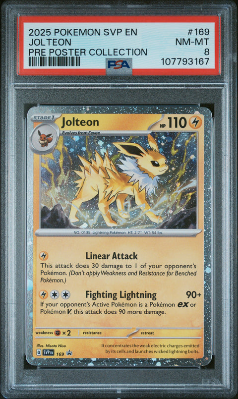 2025 Pokemon Svp En-Sv Black Star Promo #169 Jolteon Pre Poster Collection PSA 8